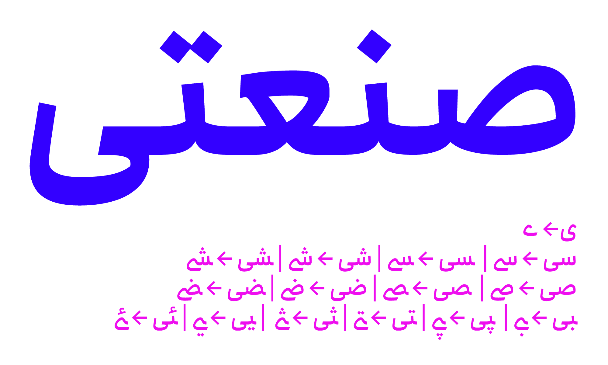 تغییر یای آخر کلمات در فونت انجمن وریبل
