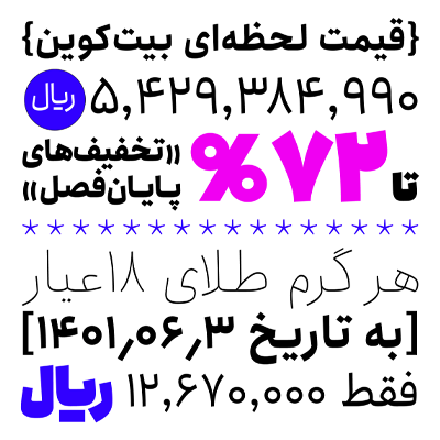 اعداد فارسی و گلیف ها در فونت انجمن