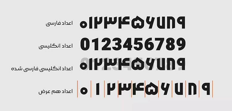 اعداد فارسی و انگلیسی فونت مربع
