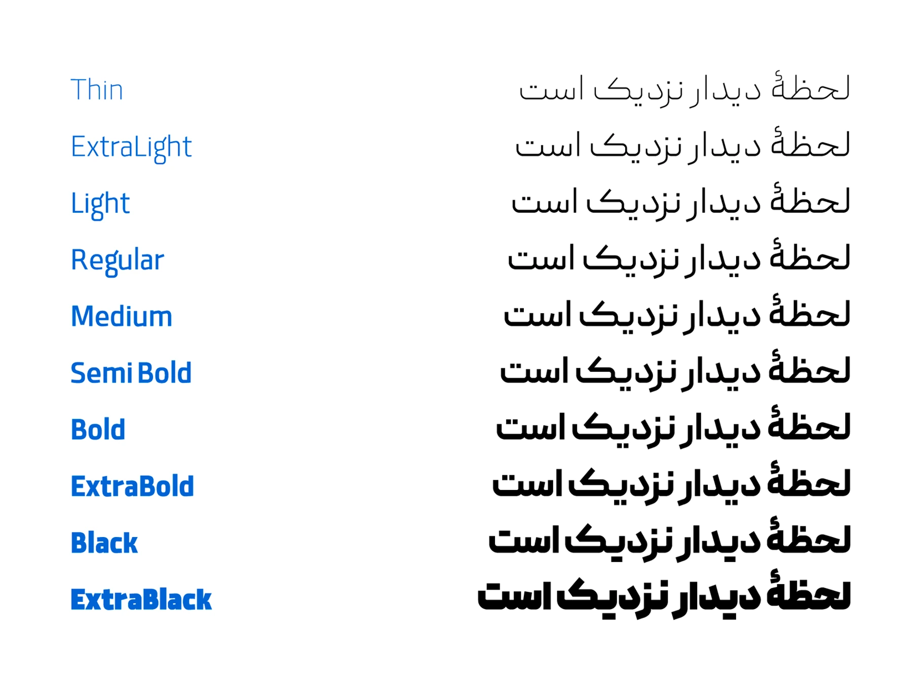 وزن‌های فونت پیدا وریبل