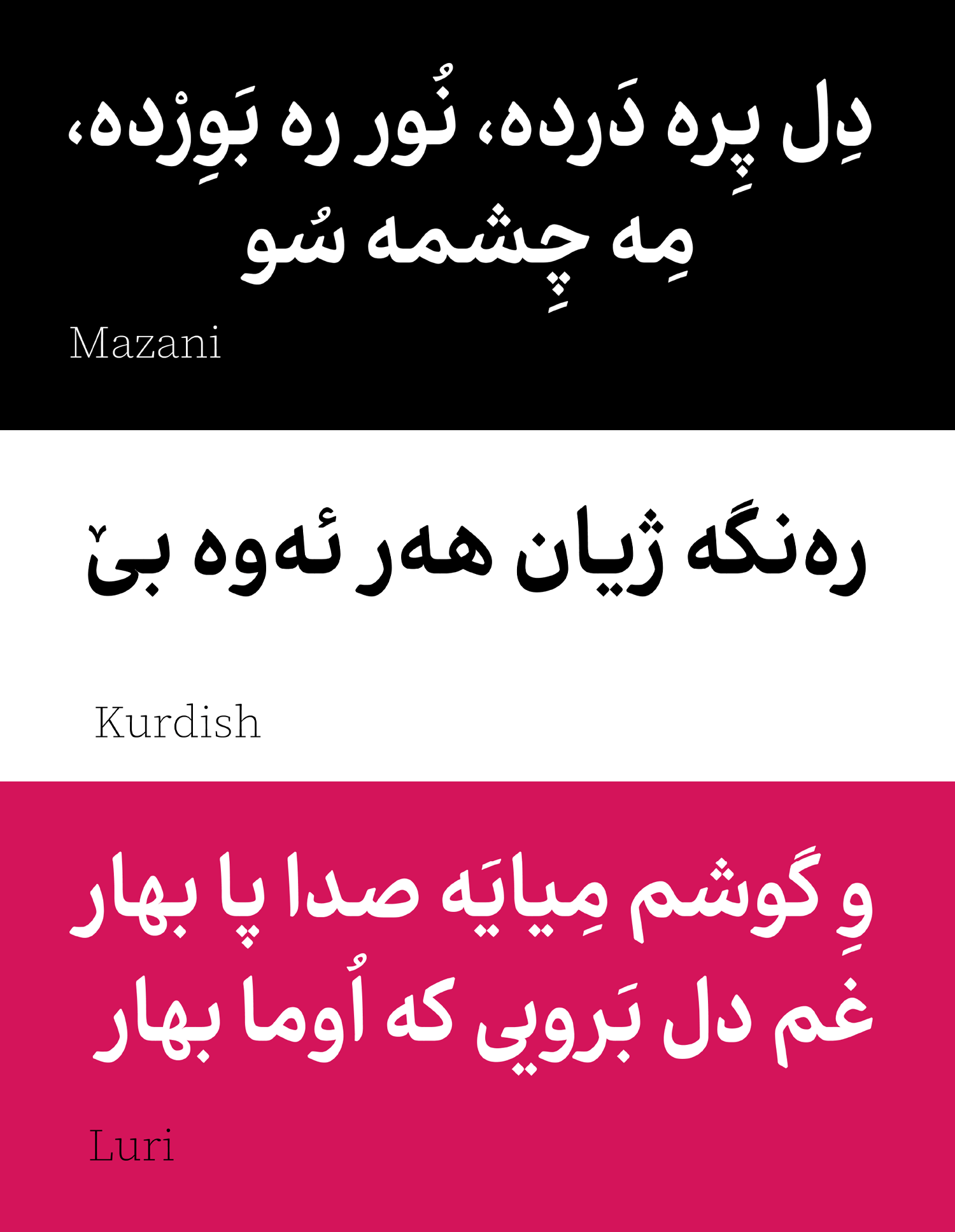 فونت دیباج مازنی، لری و کردی