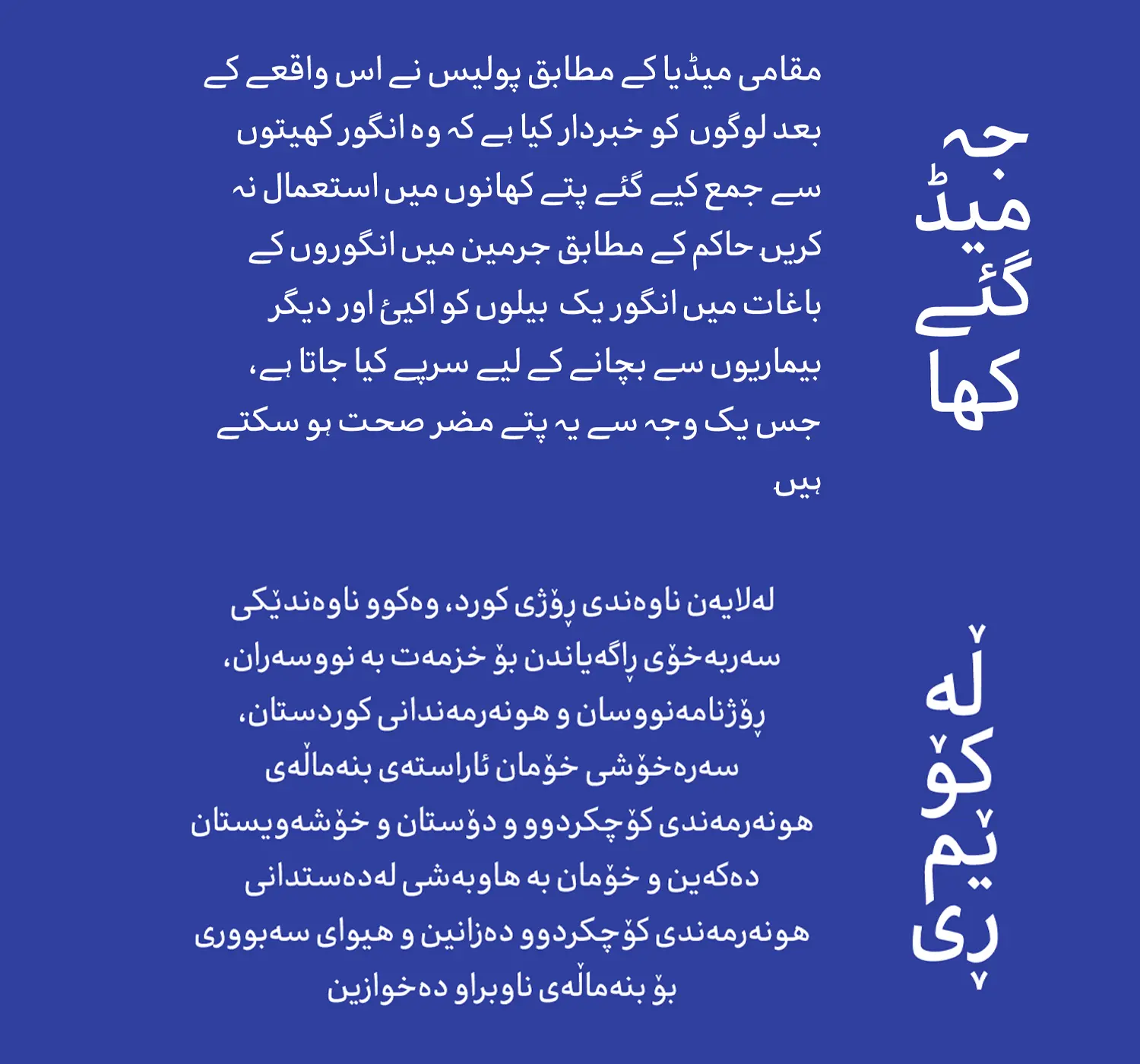 فونت کردی وندا و فونت پشتو