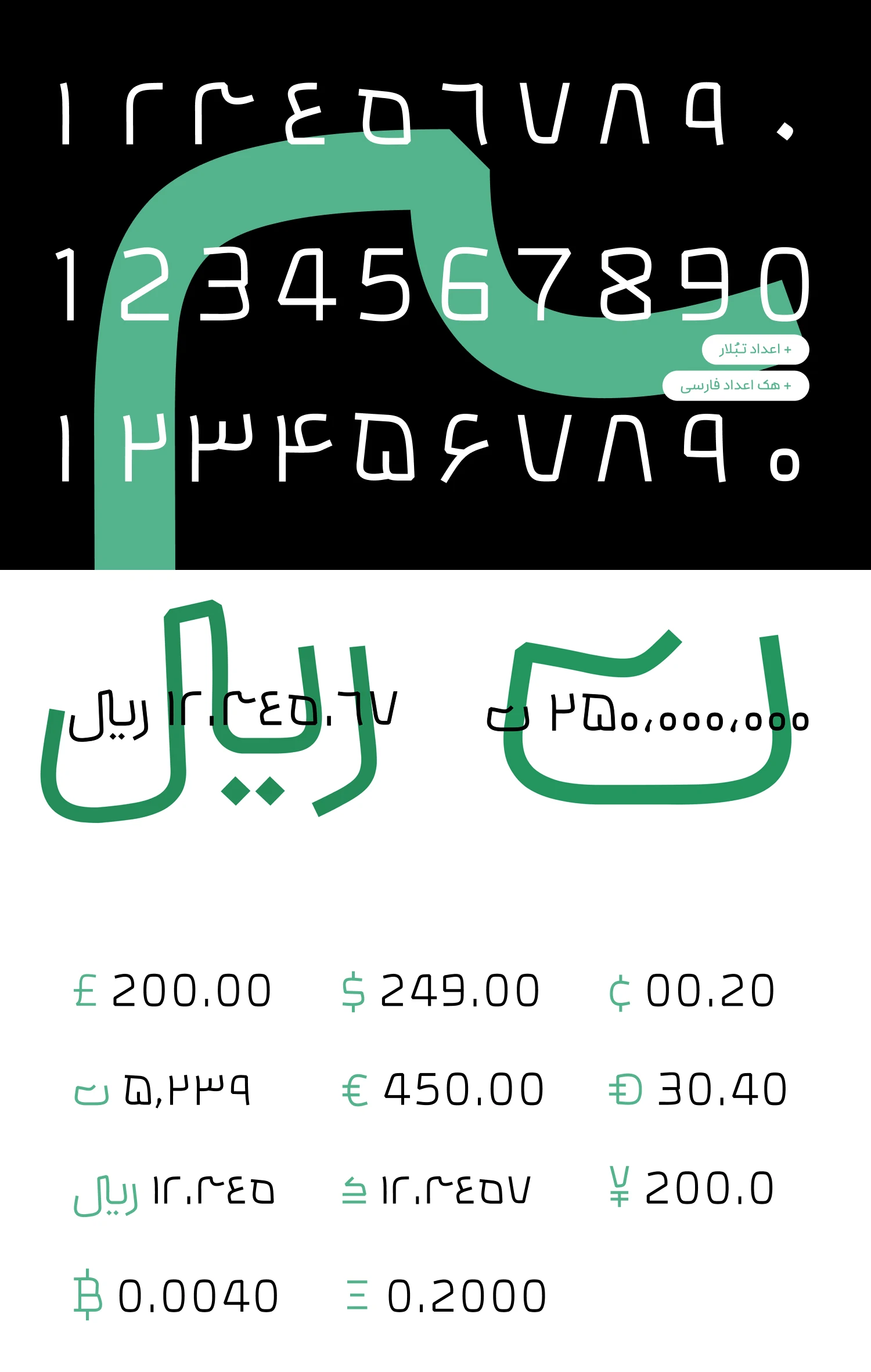 اعداد در فونت بنیان